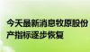 今天最新消息牧原股份：近期生猪养殖各项生产指标逐步恢复