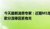 今天最新消息专家：近期M1增速下降与规范手工补息和存款分流等因素有关