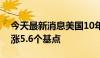 今天最新消息美国10年期国债收益率日内上涨5.6个基点