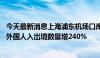 今天最新消息上海浦东机场口岸单日国际客流破10万，今年外国人入出境数量增240%