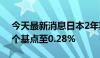 今天最新消息日本2年期国债收益率下降0.5个基点至0.28%