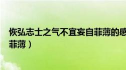 恢弘志士之气不宜妄自菲薄的感悟（恢弘志士之气不宜妄自菲薄）