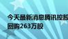 今天最新消息腾讯控股今日斥资约10亿港元回购263万股