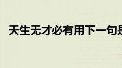 天生无才必有用下一句是什么（天生无才）