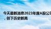 今天最新消息2023年度A股公司拟分红金额已达2.24万亿元，创下历史新高