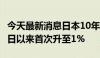 今天最新消息日本10年期国债收益率自6月12日以来首次升至1%