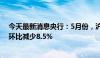 今天最新消息央行：5月份，沪市日均交易量3721.3亿元，环比减少8.5%