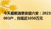 今天最新消息安徽六安：2023年实施购房补贴以来，受理2003户，兑现近1050万元