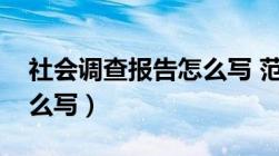 社会调查报告怎么写 范文（社会调查报告怎么写）