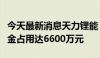 今天最新消息天力锂能：控股股东非经营性资金占用达6600万元