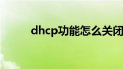 dhcp功能怎么关闭（dhcp功能）