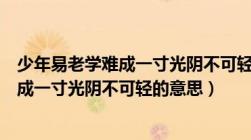 少年易老学难成一寸光阴不可轻的意思书法（少年易老学难成一寸光阴不可轻的意思）