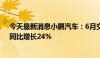 今天最新消息小鹏汽车：6月交付10668辆智能电动汽车，同比增长24%