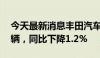 今天最新消息丰田汽车6月美国销量193120辆，同比下降1.2%