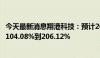 今天最新消息翔港科技：预计2024年上半年净利润同比增加104.08%到206.12%