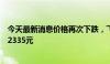 今天最新消息价格再次下跌，飞天茅台散瓶批发参考价降至2335元