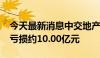 今天最新消息中交地产：预计2024年上半年亏损约10.00亿元