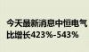 今天最新消息中恒电气：预计上半年净利润同比增长423%-543%