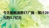 今天最新消息ST广网：预计2024年上半年净利润亏损3.1亿元到3.7亿元