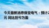 今天最新消息保变电气：预计2024年上半年净利润2200万元 同比扭亏为盈