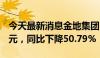 今天最新消息金地集团：6月签约金额66.3亿元，同比下降50.79%