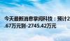 今天最新消息掌阅科技：预计2024年上半年净利润为-4991.67万元到-2745.42万元