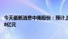 今天最新消息中南股份：预计上半年净利润亏损3.9亿元至4.8亿元