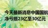 今天最新消息中国国航：预计2024年上半年净亏损23亿至30亿元