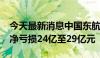 今天最新消息中国东航：预计2024年上半年净亏损24亿至29亿元