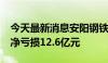 今天最新消息安阳钢铁：预计2024年上半年净亏损12.6亿元