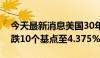 今天最新消息美国30年期国债收益率日内下跌10个基点至4.375%