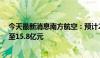 今天最新消息南方航空：预计2024年上半年净亏损10.6亿至15.8亿元