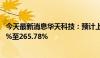 今天最新消息华天科技：预计上半年净利润同比增长202.17%至265.78%