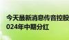 今天最新消息传音控股：控股股东提议实施2024年中期分红