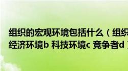 组织的宏观环境包括什么（组织的宏观环境不包括  选项  a 经济环境b 科技环境c 竞争者d）