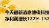 今天最新消息博俊科技：预计2024年上半年净利润增长122%-152%