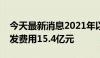 今天最新消息2021年以来，茅台累计投入研发费用15.4亿元