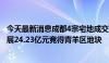 今天最新消息成都4宗宅地成交总额58.28亿元，中国海外发展24.23亿元竞得青羊区地块