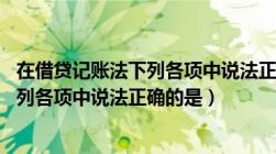 在借贷记账法下列各项中说法正确的有（在借贷记账法下 下列各项中说法正确的是）