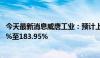 今天最新消息威唐工业：预计上半年净利润同比增长143.39%至183.95%