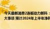 今天最新消息2连板动力新科：不存在应披露而未披露的重大事项 预计2024年上半年净利润亏损6亿元-7.8亿元