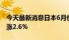 今天最新消息日本6月份核心消费物价同比上涨2.6%