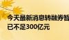 今天最新消息转融券暂停实施一周 融券余额已不足300亿元