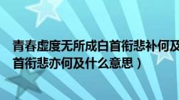 青春虚度无所成白首衔悲补何及的意思（青春虚度无所成白首衔悲亦何及什么意思）