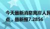 今天最新消息离岸人民币兑美元短线走贬80点，最新报7.2856