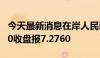 今天最新消息在岸人民币兑美元7月24日16:30收盘报7.2760