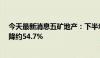 今天最新消息五矿地产：下半年合约销售额约32亿元 同比降约54.7%