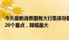 今天最新消息国有大行集体存款降息：两年期及以上均下调20个基点，降幅最大