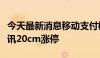 今天最新消息移动支付概念股盘初拉升，优博讯20cm涨停