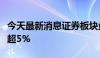 今天最新消息证券板块盘初异动，国盛金控涨超5%